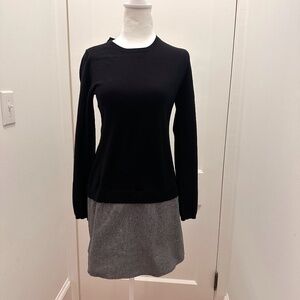 Theory crew neck houndstooth mixed media dress womens medium